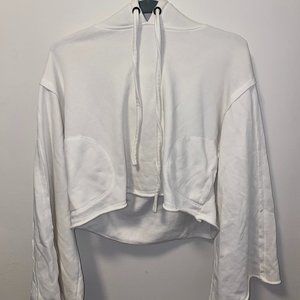 Honey Punch White Cropped Wide Arm Hoodie